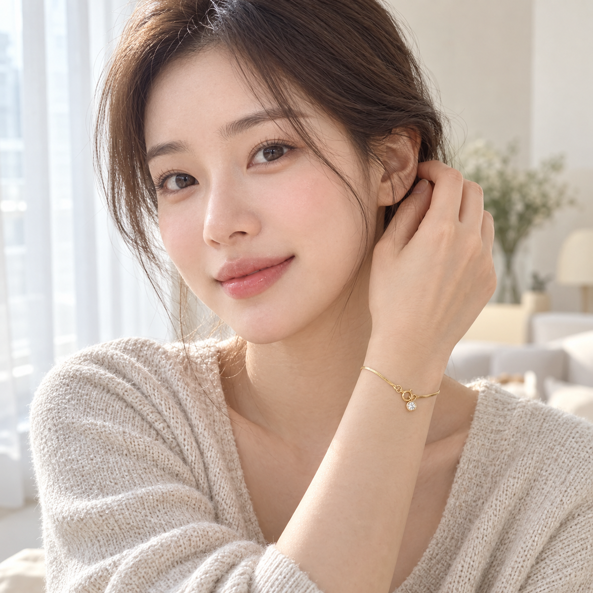 블링 원석 스네이크 체인 팔찌