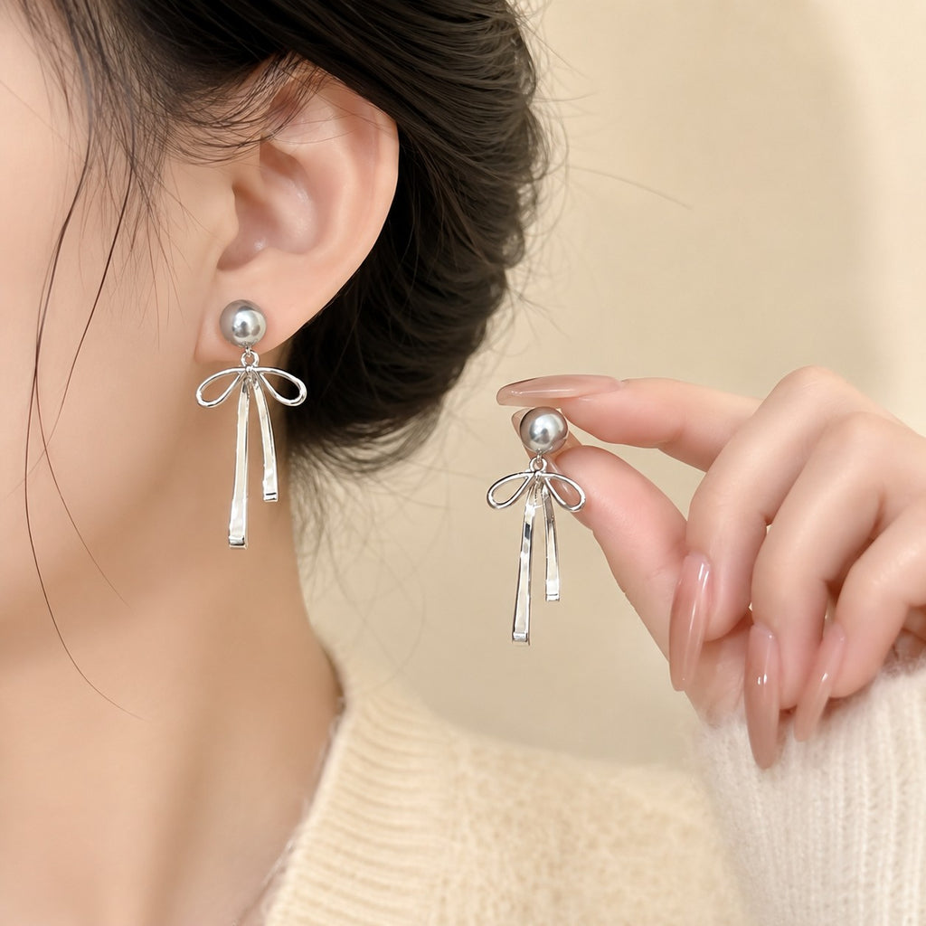 パールリボン ピアス